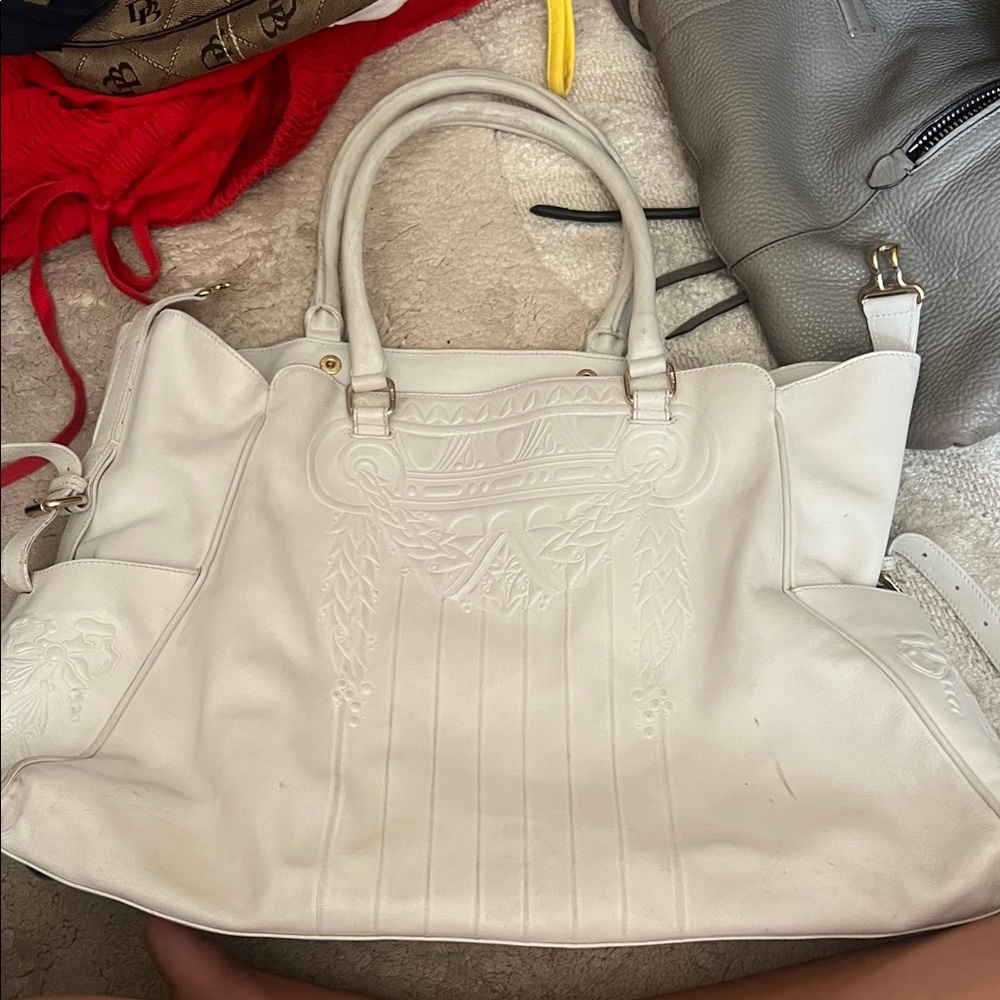 Fendi White Embossed Satchel